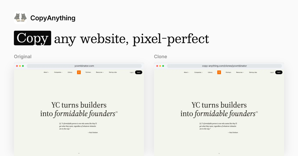 I built a website cloning tool where you can easily start building your own website. logo